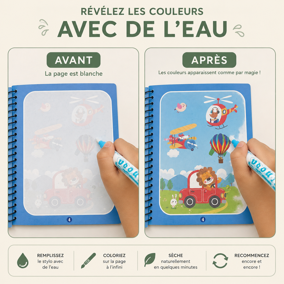 Carnet magique de coloriage à l'eau